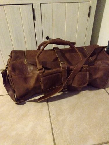 Customer photo review of Retro Buffalo Leather Duffle Bag - Recondite Sepia