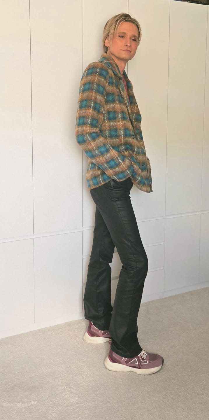 Customer photo review of Savannah Tall Plaid Blazer
