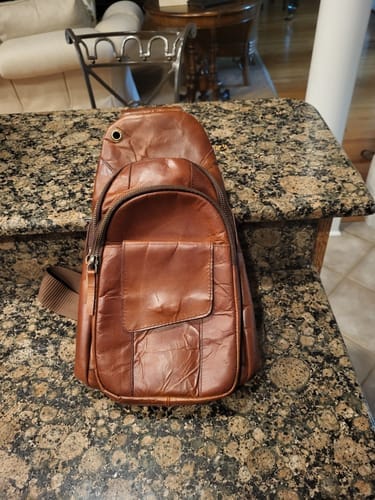 Customer photo review of Crazy Horse Leather Chest Sling Bag