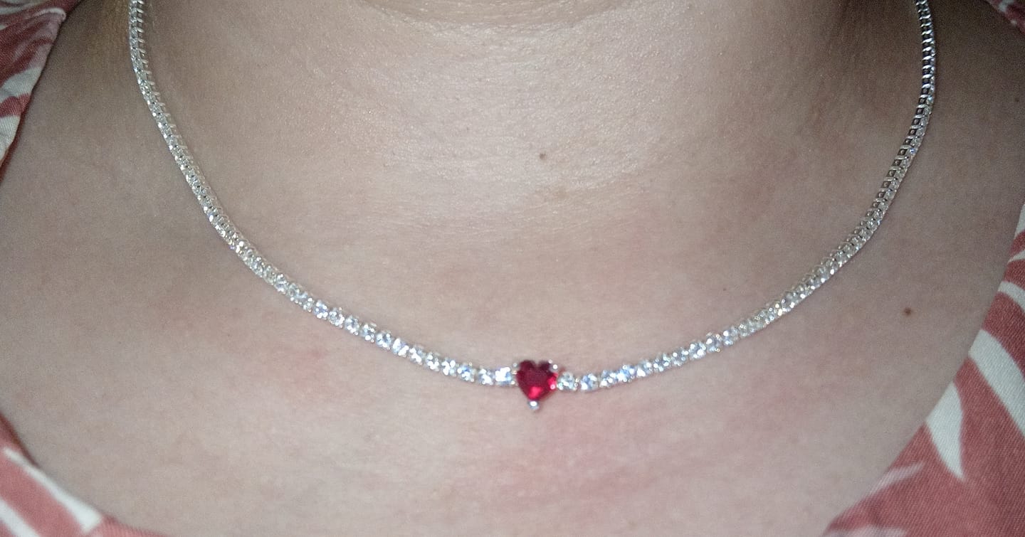 Customer photo review of COLLAR CORAZON ROJO AMOR PANDORA PLATA 925 + KIT DE REGALO