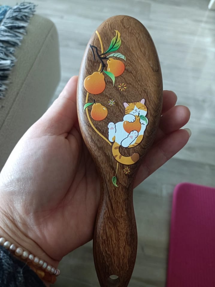 Customer photo review of Orange Cat Hair Brush