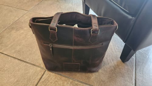 Customer photo review of Women Buffalo Crazy Horse Leather Tote Bag