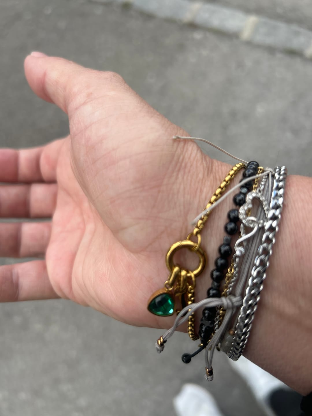Customer photo review of Adjustable Letter & birthstone bracelet gold