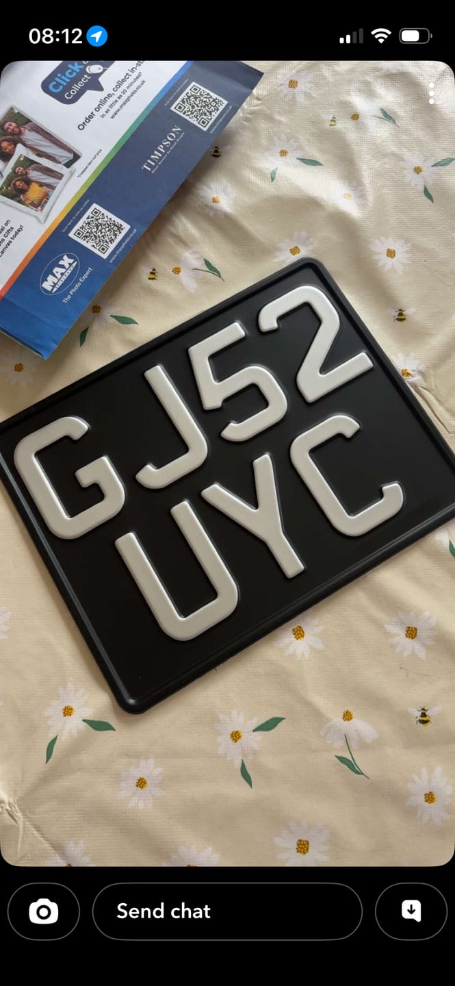 Customer photo review of Classic Metal Pressed Motorcycle Number Plate - 9 x 7 Inches