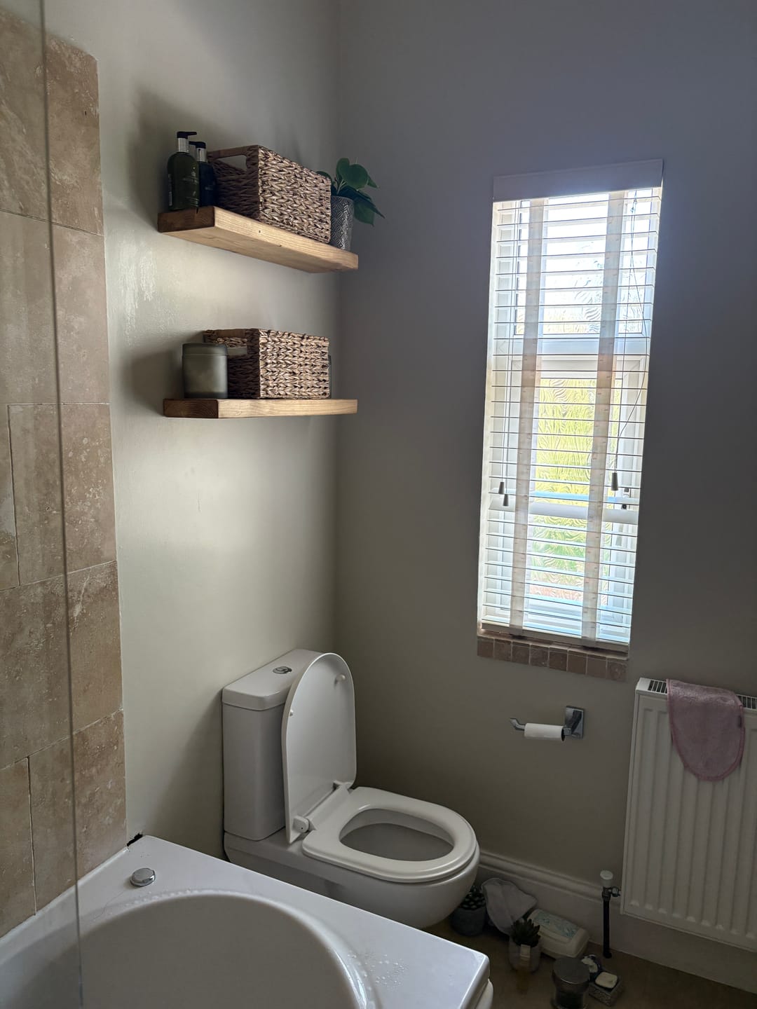 Customer photo review of Narrow Rustic Wooden Floating Shelf  - 15cm Depth