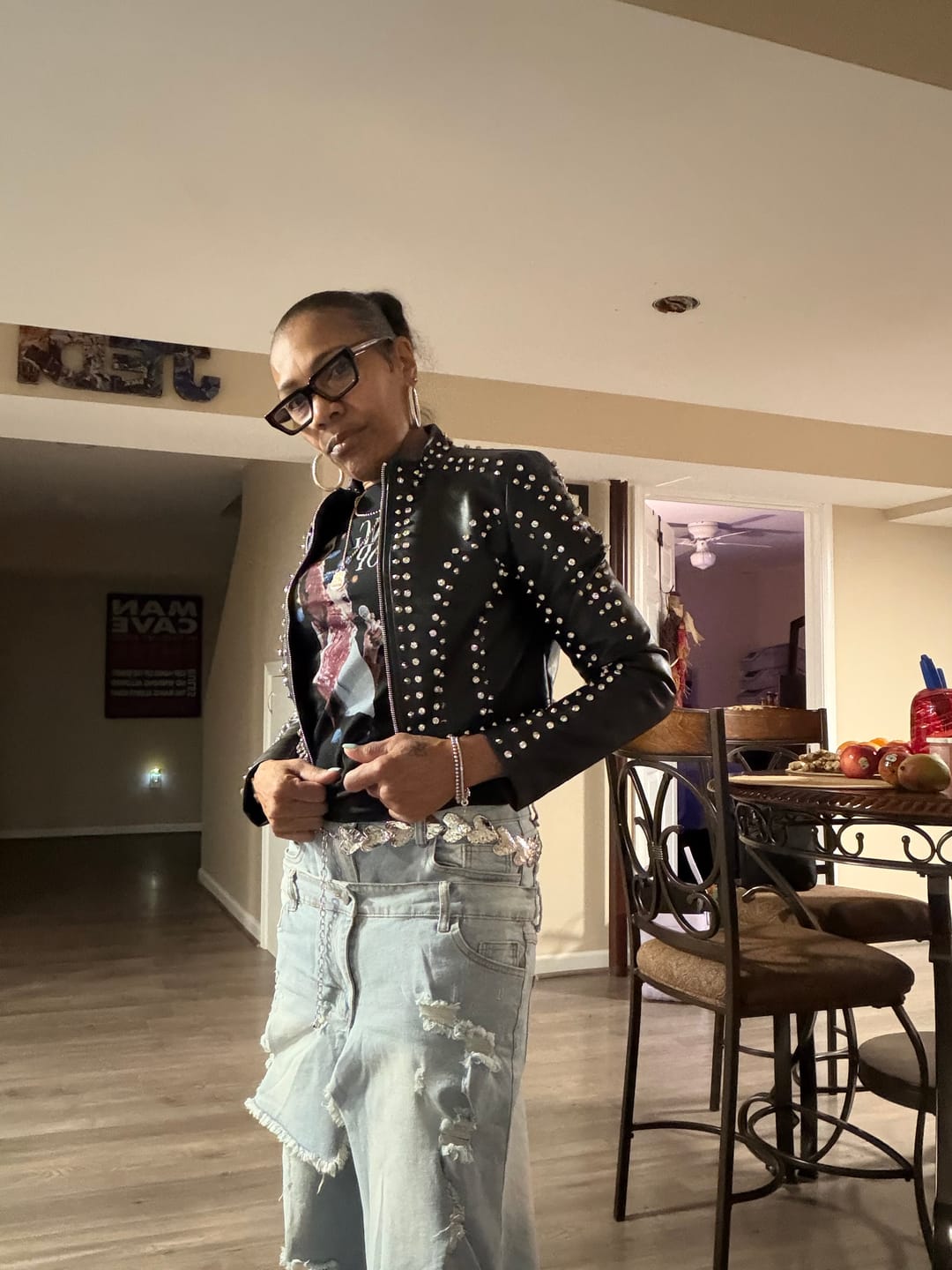Customer photo review of SILVIA-NEW-BLK CRYSTAL MOTO JACKET