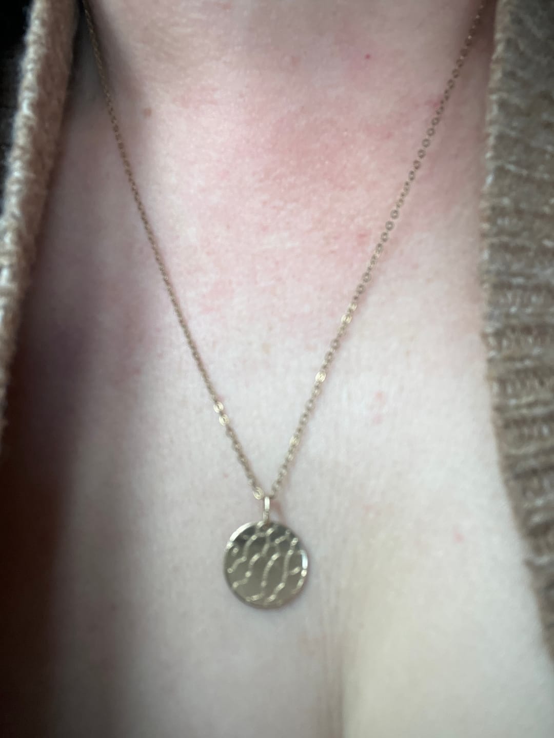 Customer photo review of Akela Medium Disk Necklace