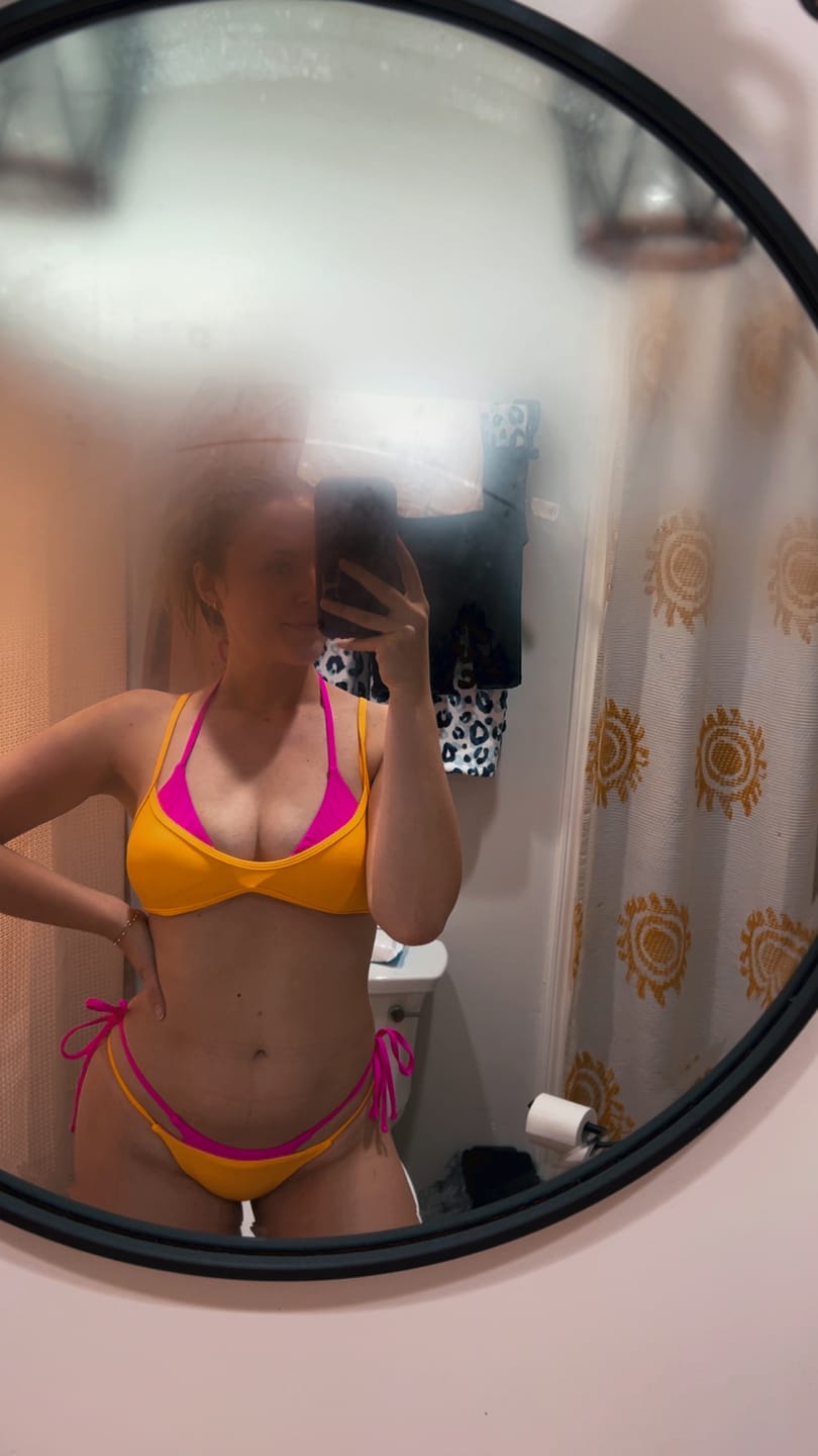 Customer photo review of Seamolly Colorblock Two Tone String Double Layer Bikini Set