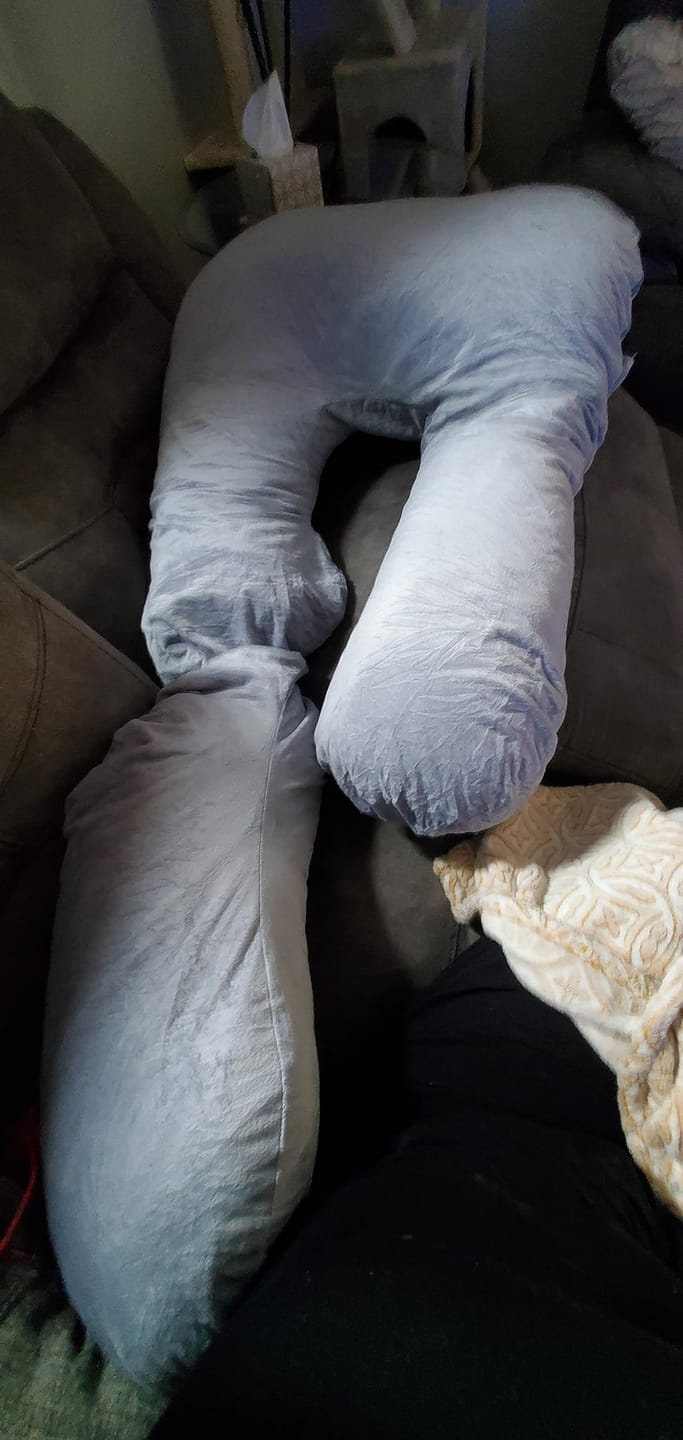 Customer photo review of G-förmiges Ganzkörper-Schwangerschaftskissen – Memory-Foam, Baumwollbezug