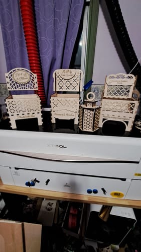Customer photo review of 3 Chair flowers basket laser cut svg file
