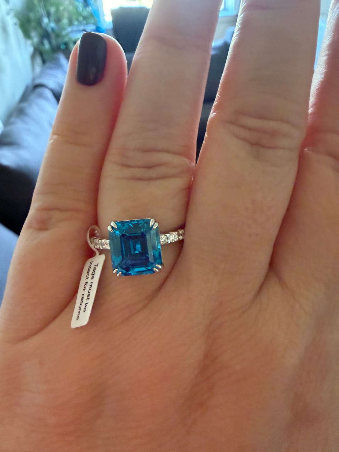 Customer photo review of S925 Honorable 4.5Ct Asscher Cut Engagement Ring Stackable Travel Ring For Women