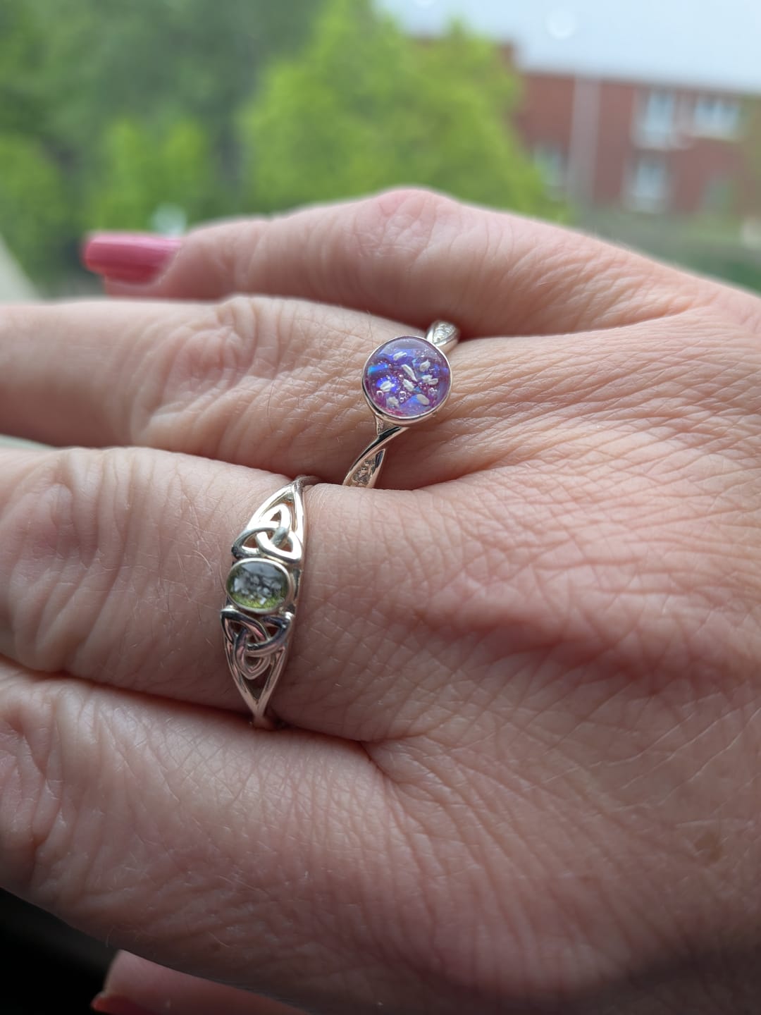 Customer photo review of Celtic Ring with Cremation Ashes
