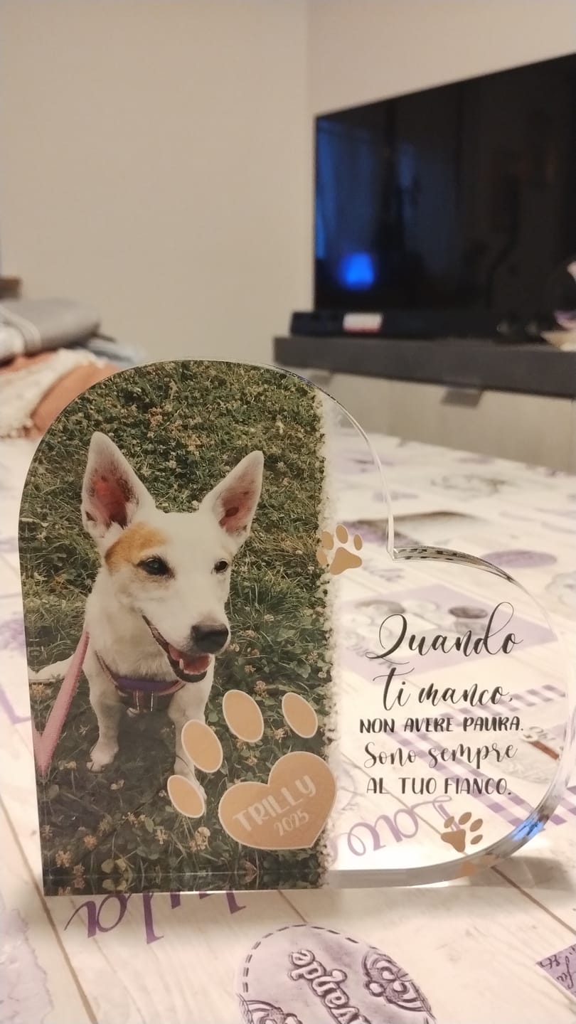 Customer photo review of Quando ti manco - Cuore in vetro personalizzato