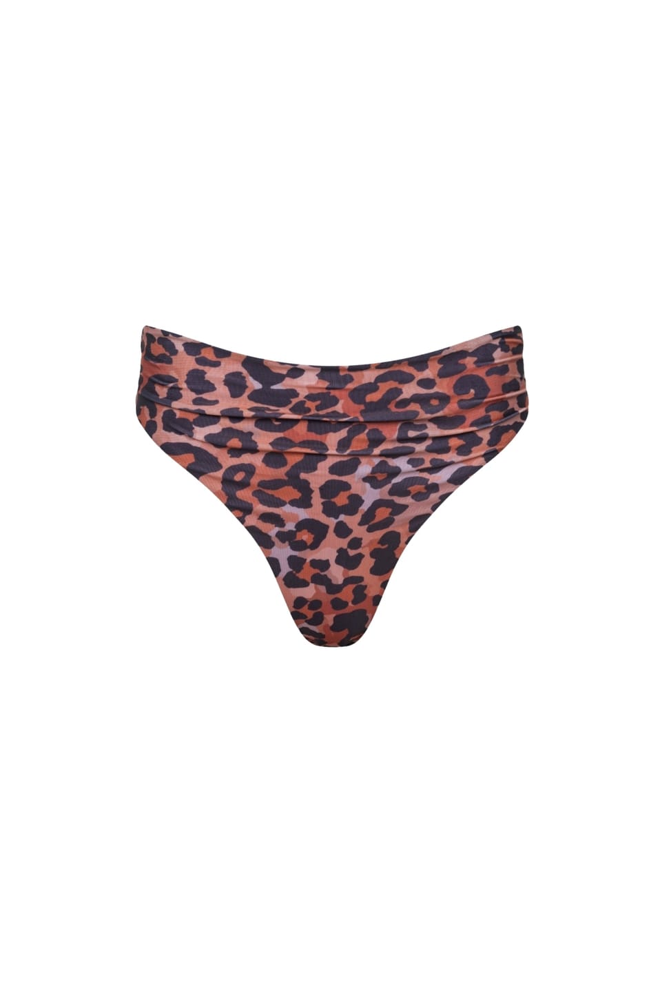 Customer photo review of Capri Ruched High Waist Thong Bikini Bottom Leopard