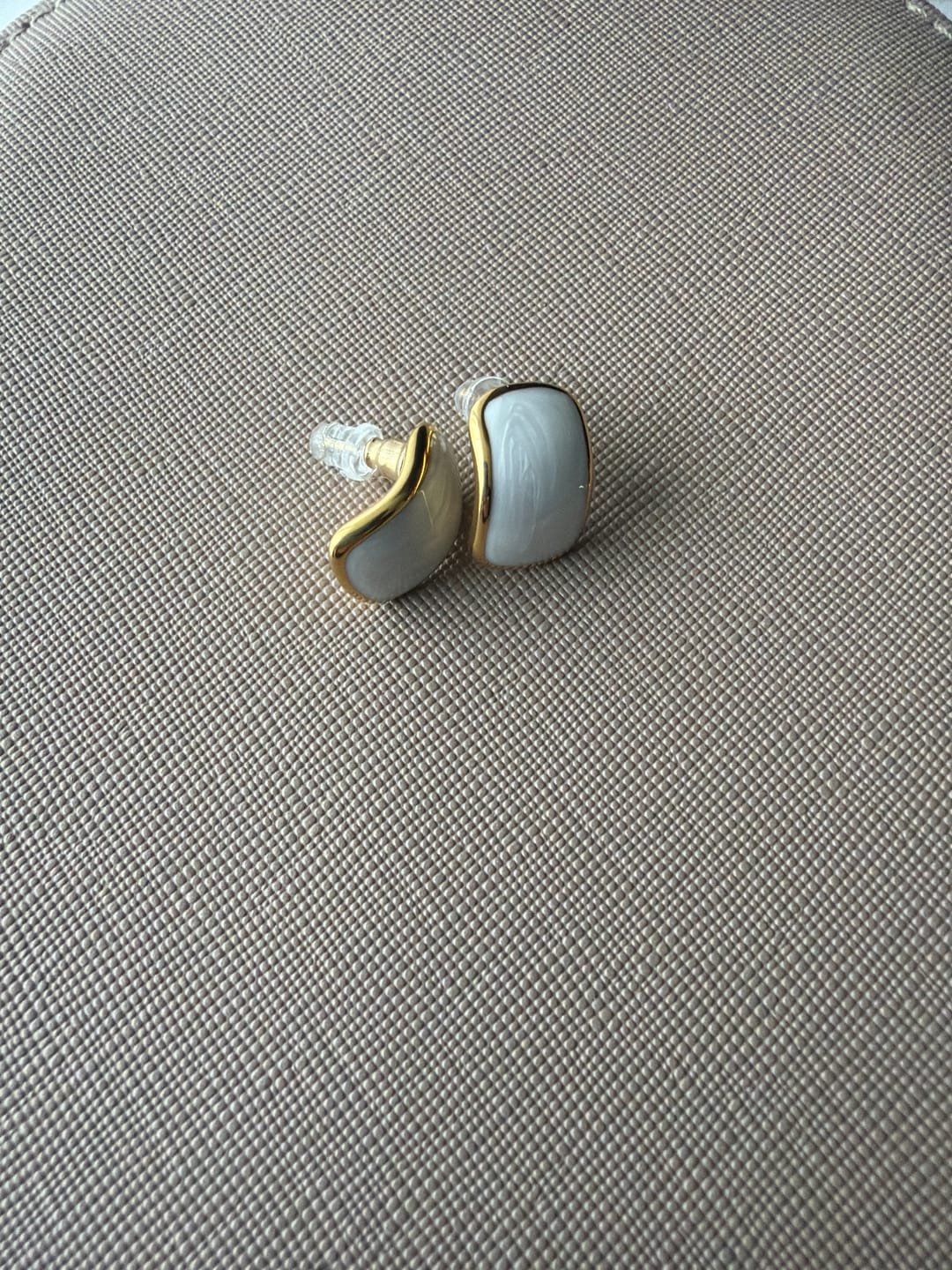 Customer photo review of Mother Of Pearl Semi Hoop Earrings