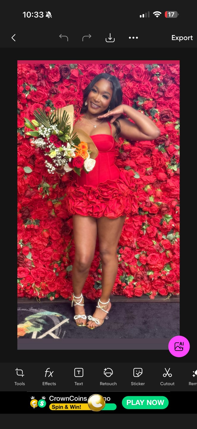 Customer photo review of Sophia Rose – Red (Only a few left)
