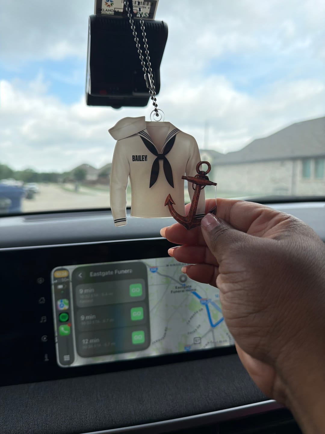 Customer photo review of Sail With Courage & Pride – Personalized Acrylic Car Ornament