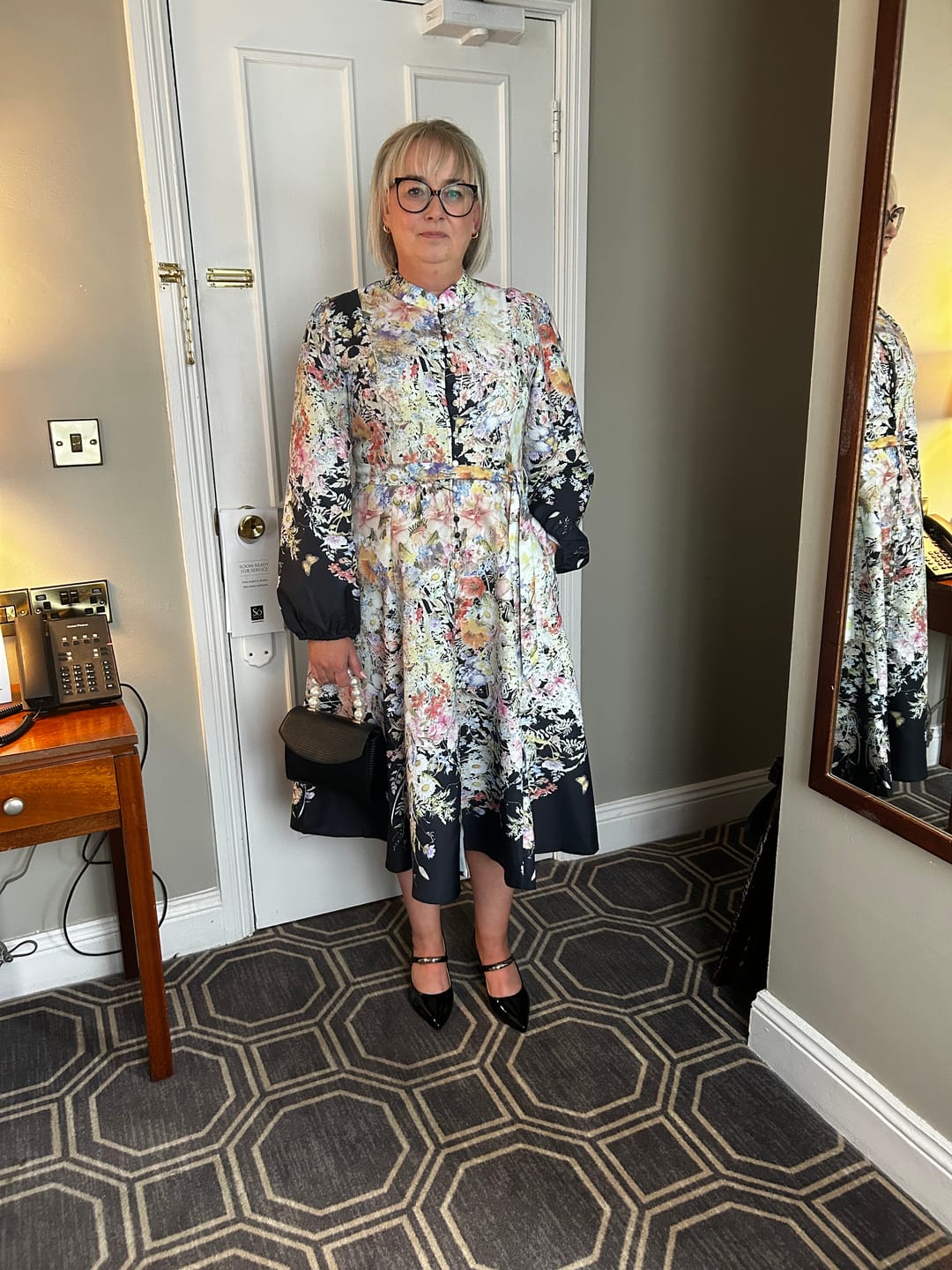 Customer photo review of Lavinia Black Floral Midi Dress