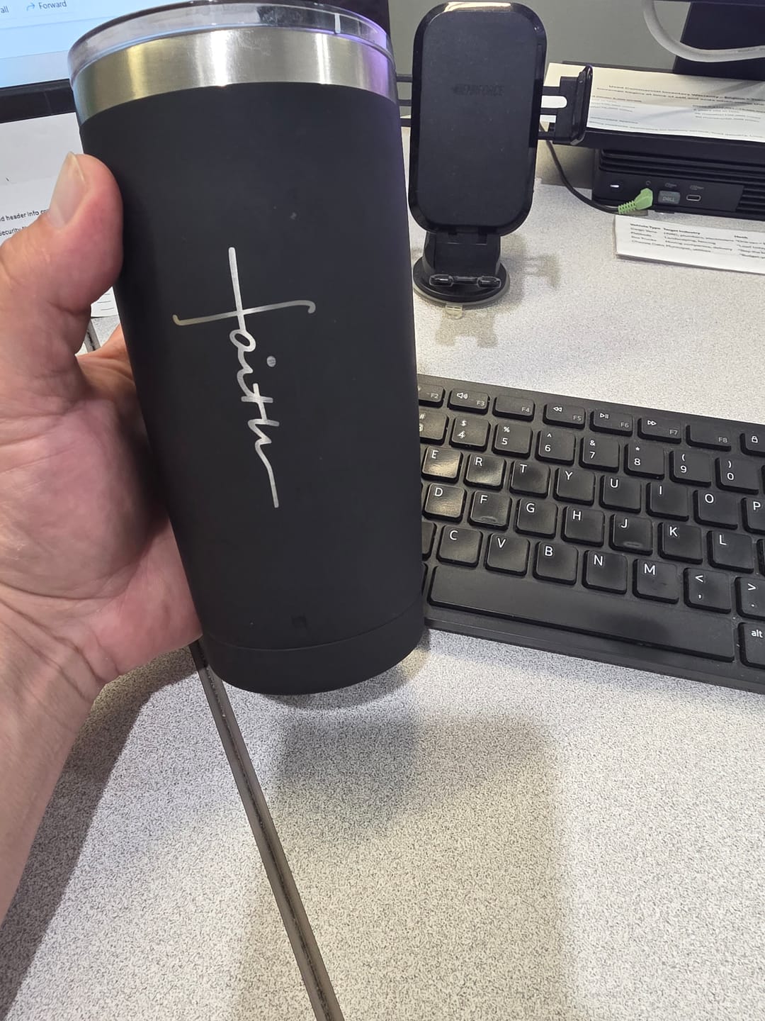 Customer photo review of 20 OZ Soft Matte Faith Tumbler