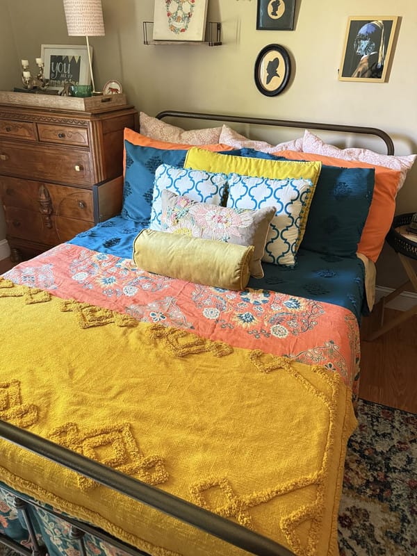Customer photo review of Boho Floral Cotton Throw – Fringed Tapestry Blanket