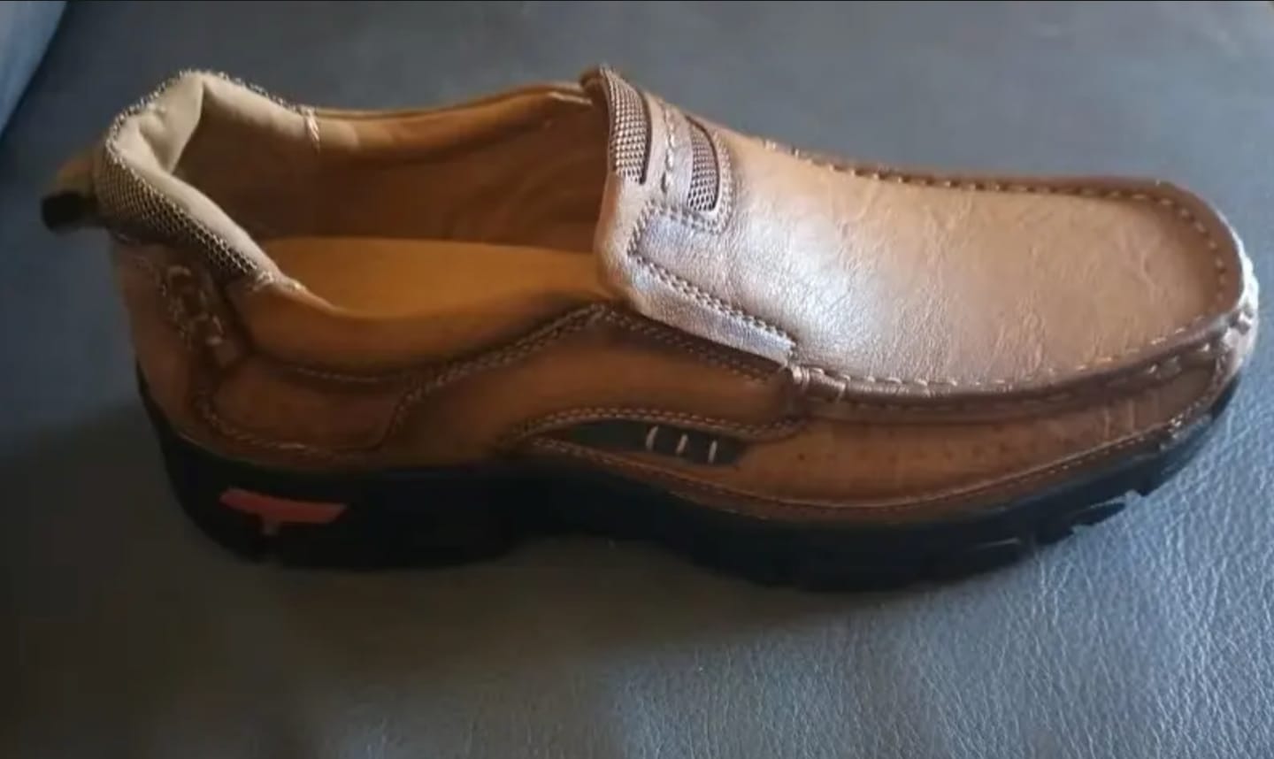 Customer photo review of Men's Waterproof Non-Slip Leather Shoes – Soft Comfort & Orthopedic Support