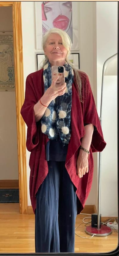Customer photo review of JIVA Wool Silk Kimono Fire