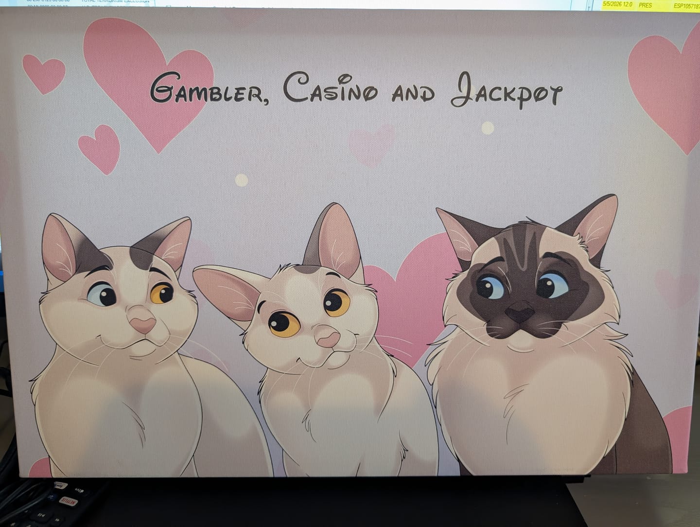 Customer photo review of Custom Cartoon Art Wrapped Pet Canvas