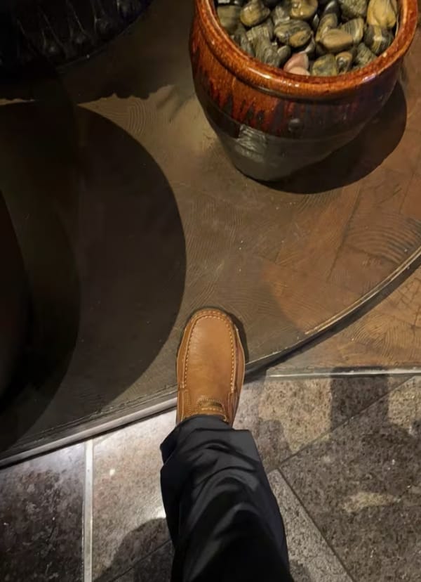 Customer photo review of Men's Waterproof Non-Slip Leather Shoes – Soft Comfort & Orthopedic Support
