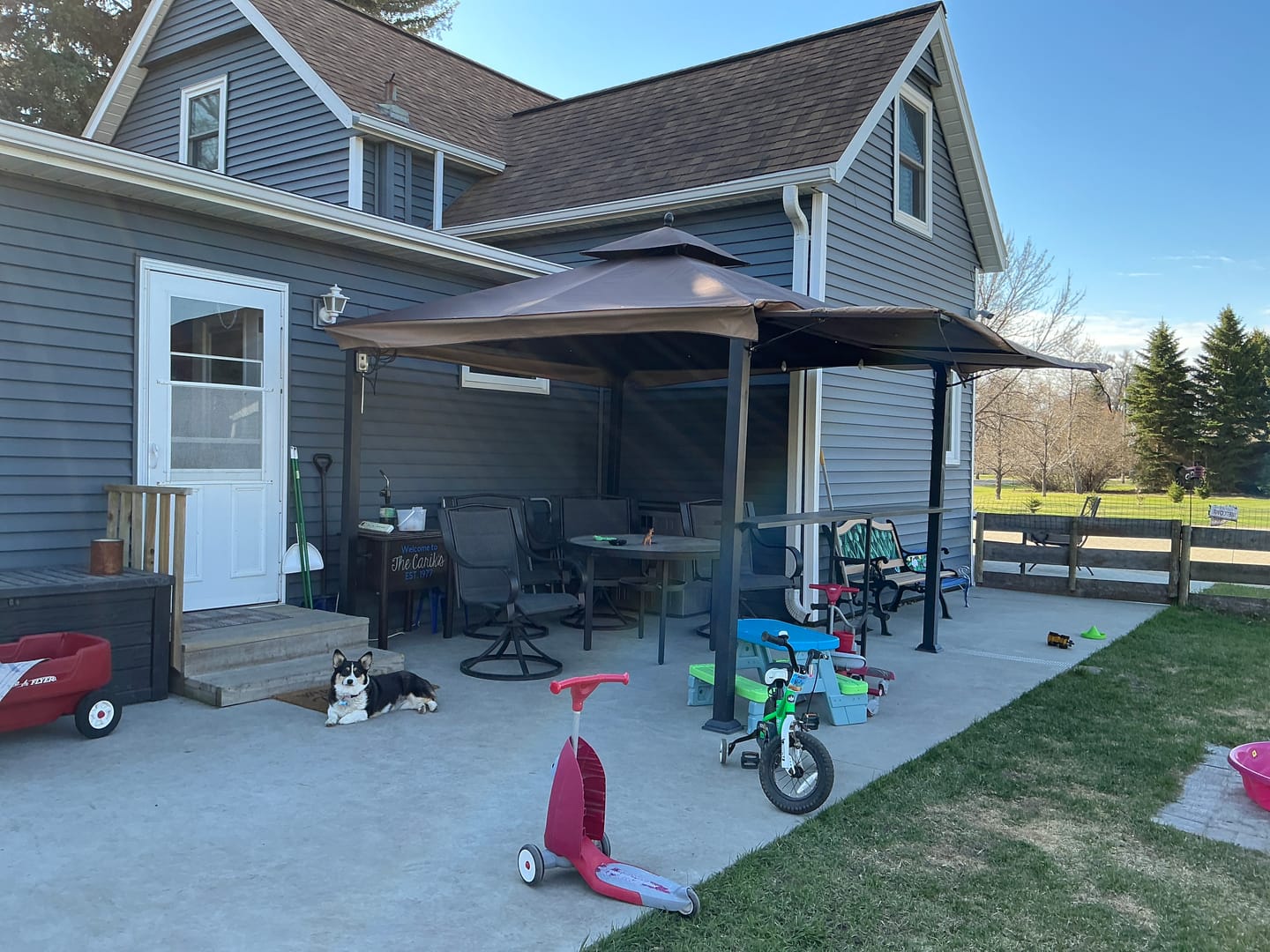 Customer photo review of Shade N' Shelters 10' x 10' Conley Gazebo w/ Awning & Bar - Main & Roof Vent Canopies