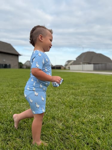 Customer photo review of Goose Two-Piece Shorts Jammies