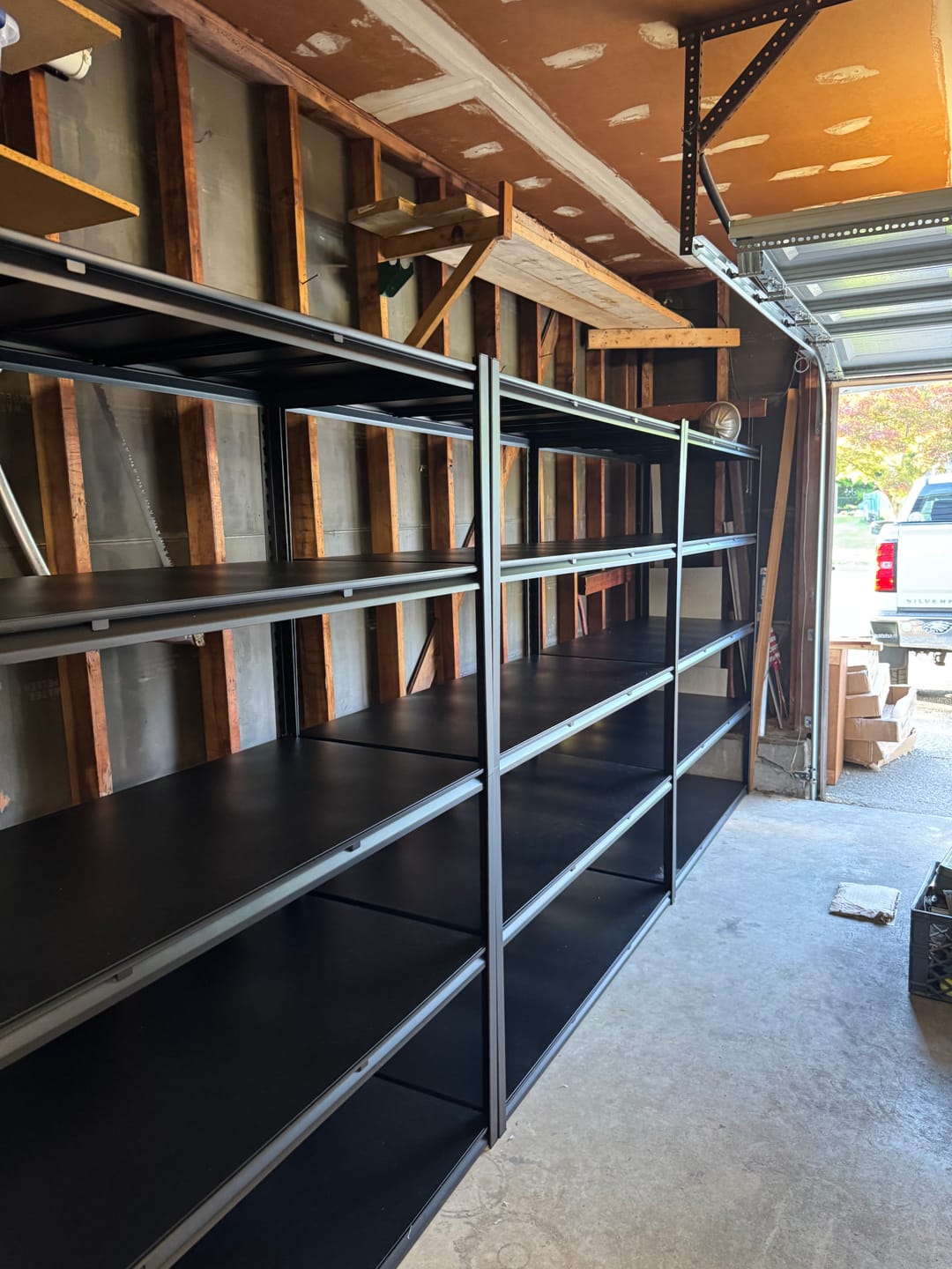 Customer photo review of REIBII 60"W x 72"H Industrial Garage Shelving, 3000LBS Heavy Duty Storage Shelves, Adjustable Metal Shelving for Basement Warehouse