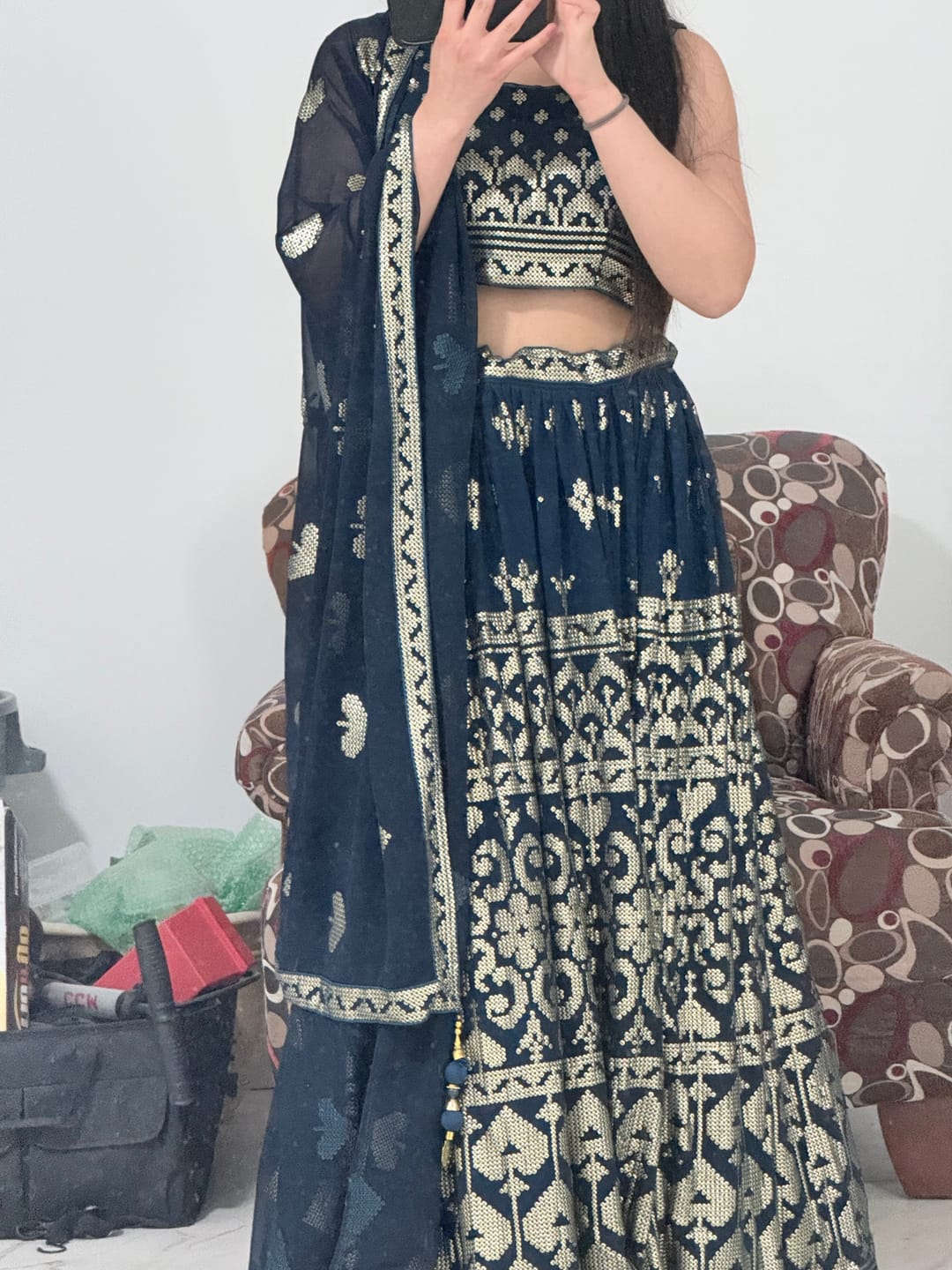 Customer photo review of Royal Blue Georgette Lehenga Choli