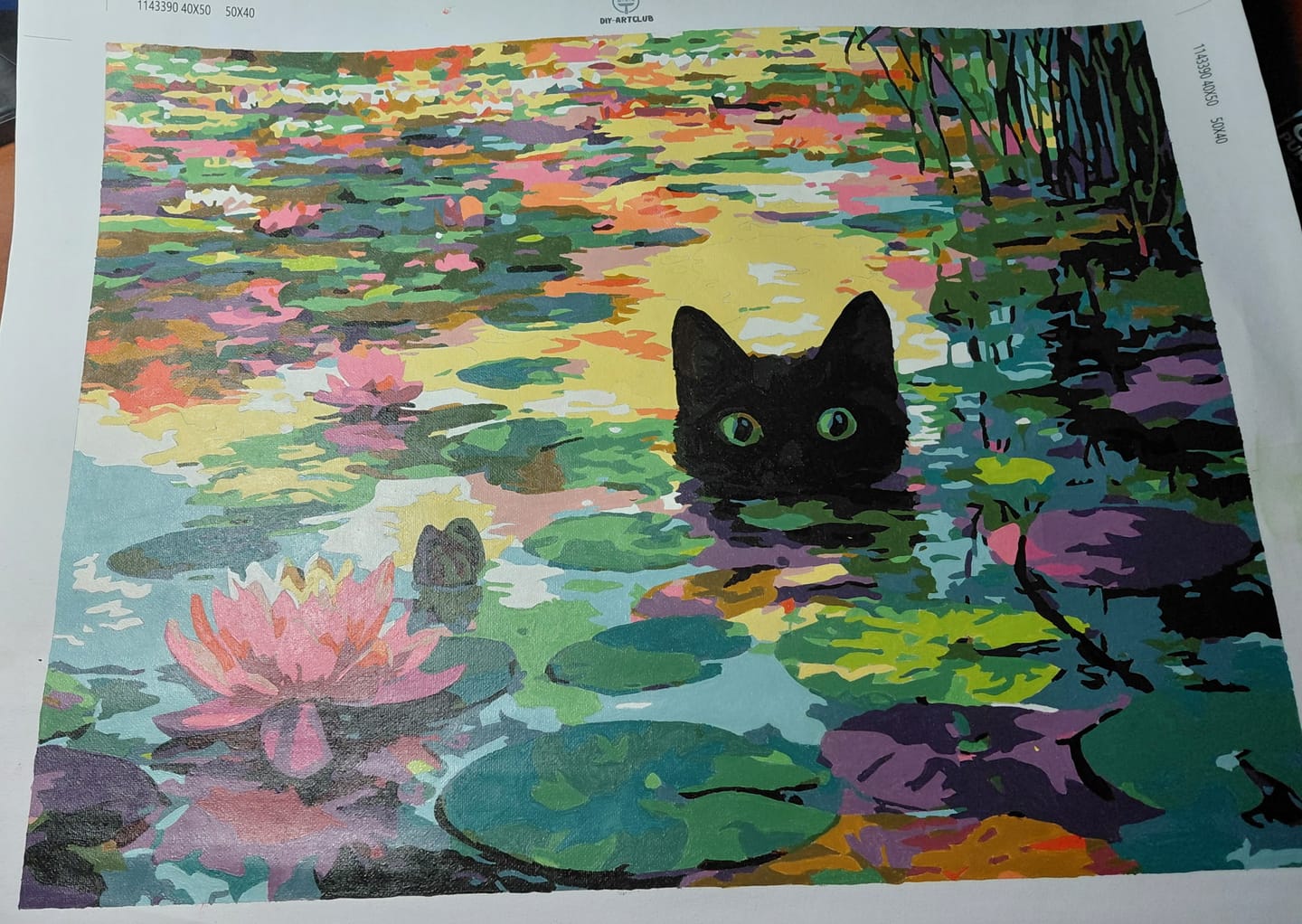 Customer photo review of A Water lilies cat | Paint by Number