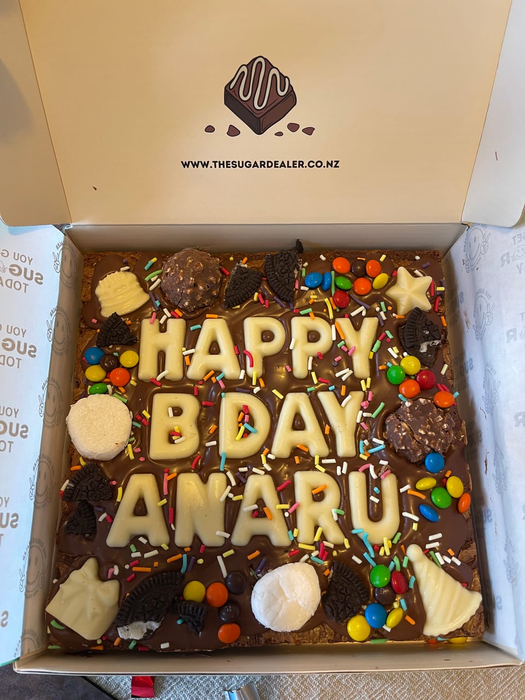 Customer photo review of Custom message birthday brownie