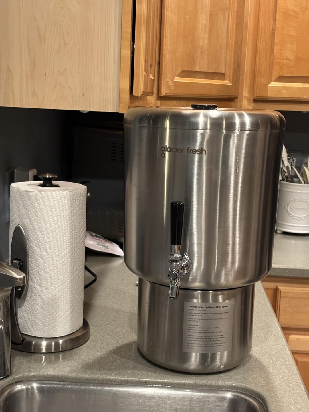 Customer photo review of GlacierFresh Countertop Stainless Steel Gravity Water Filter System | High-Capacity Emergency & Daily Purification | Remove Heavy Metals, PFAS & PFOS