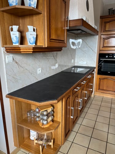 Customer photo review of Panneau Mural PVC Effet Marbre Beige – Imperméable Salle De Bain et Douche