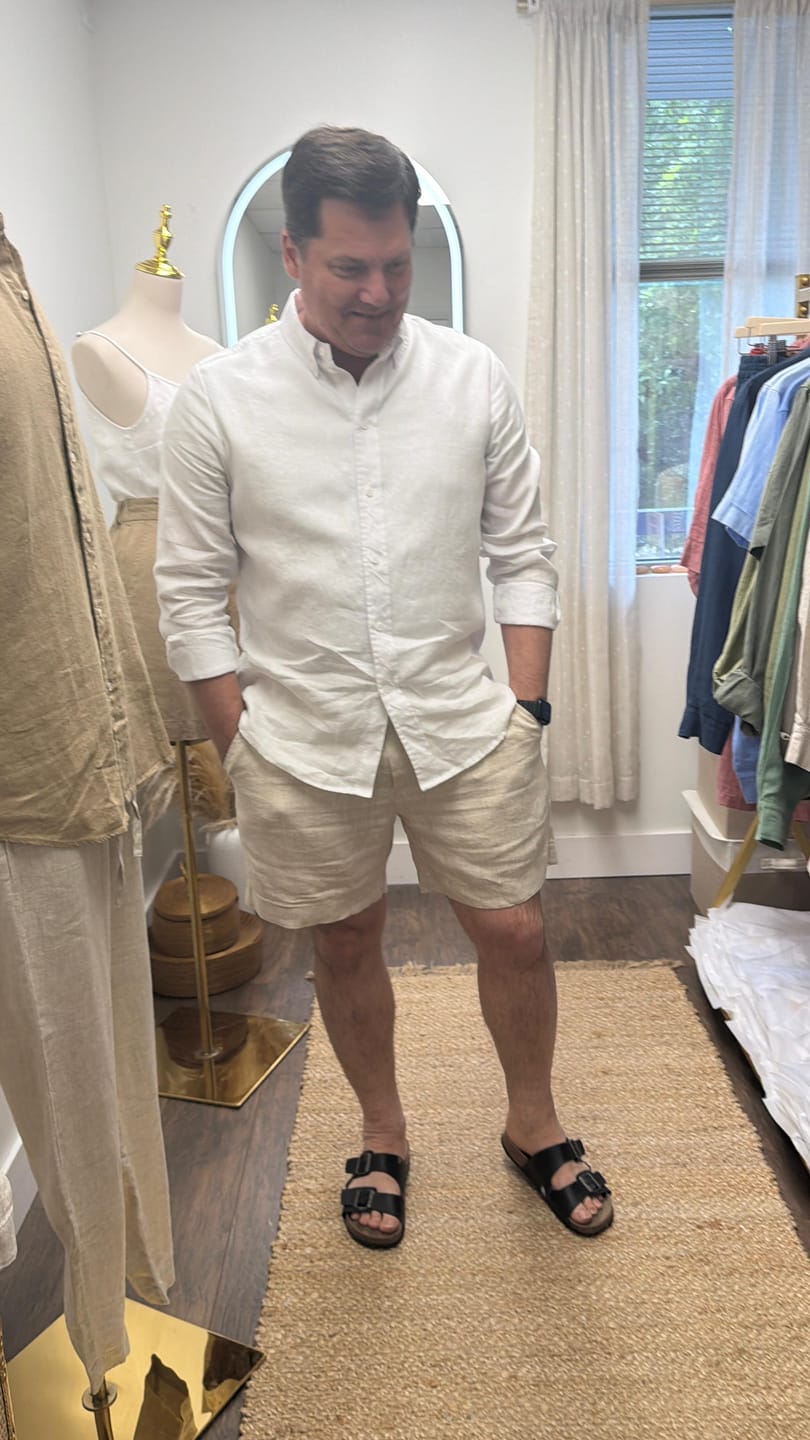 Customer photo review of Siesta Key Linen Shorts