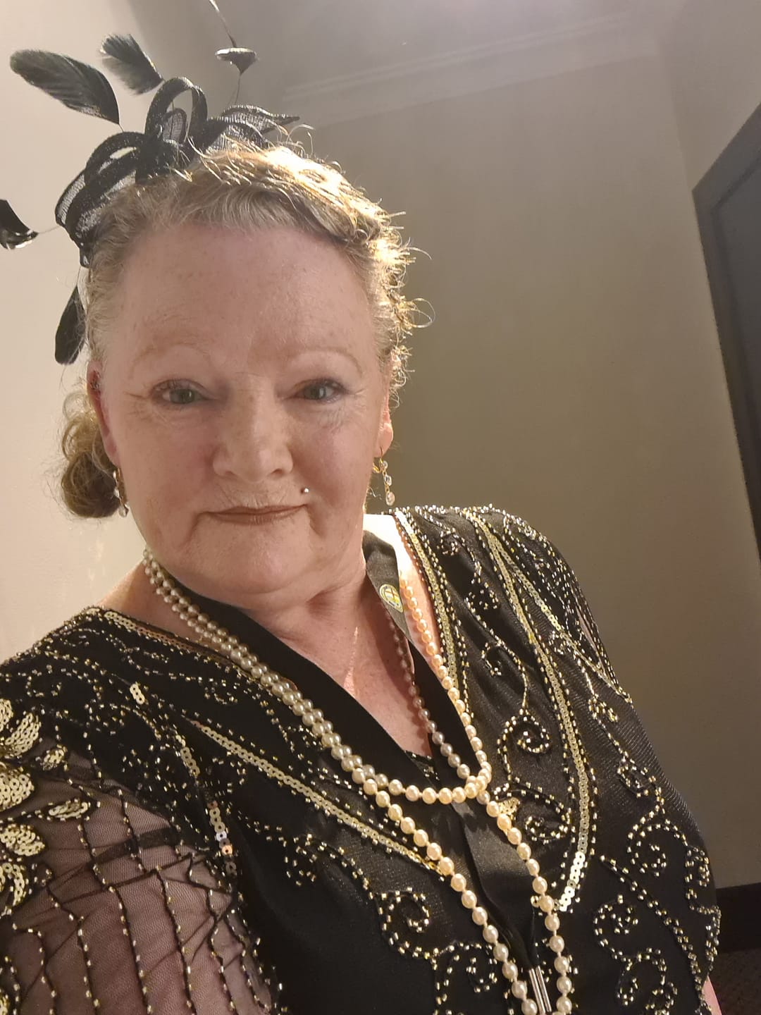 Customer photo review of 1920s Black & Gold Evelyn Plus Size Gatsby Dress