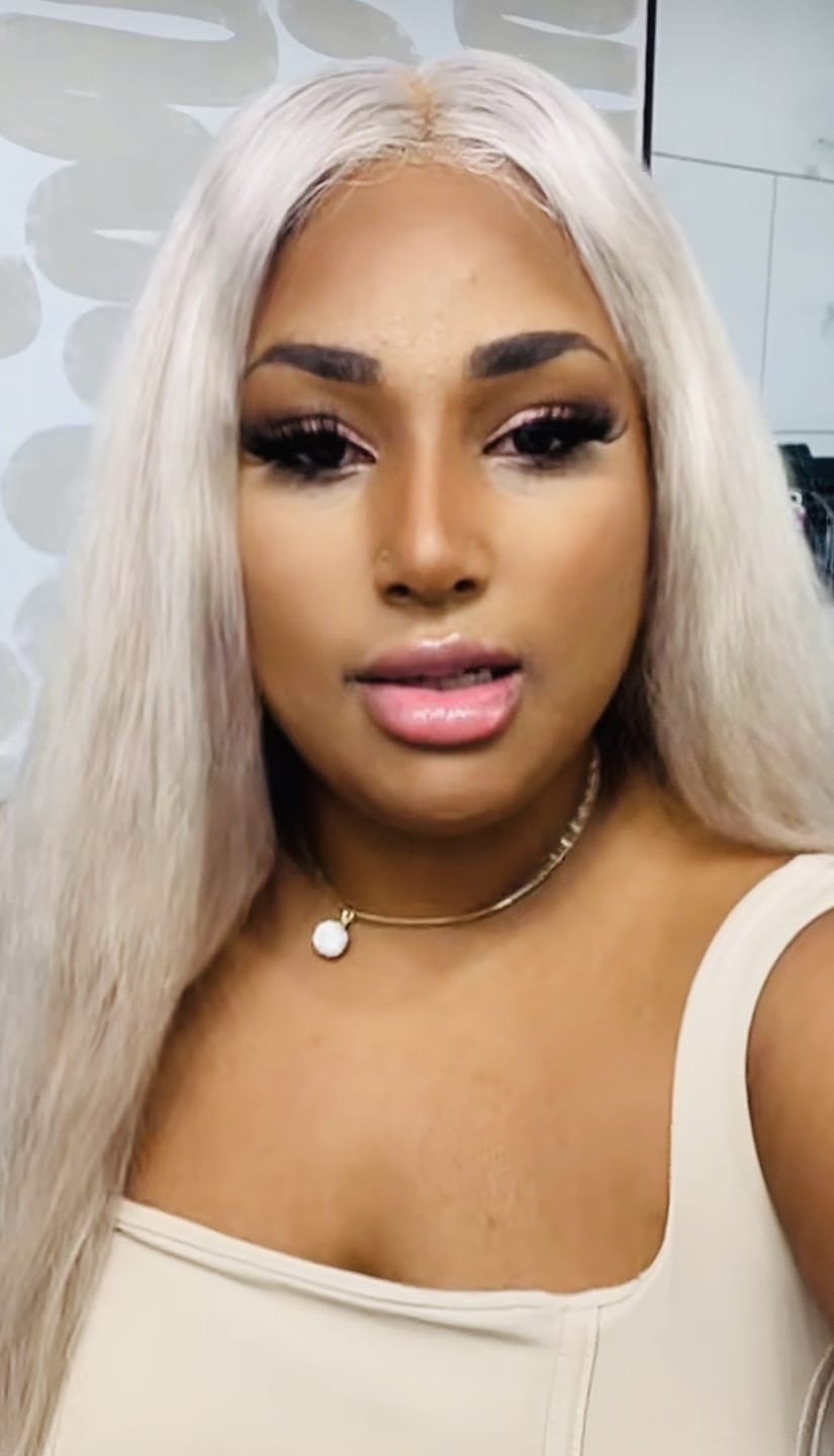Customer photo review of Luvwin 13x4 Lace 95% White Salt and pepper Straight Platinum Blonde 100% Glueless Human Hair Wig
