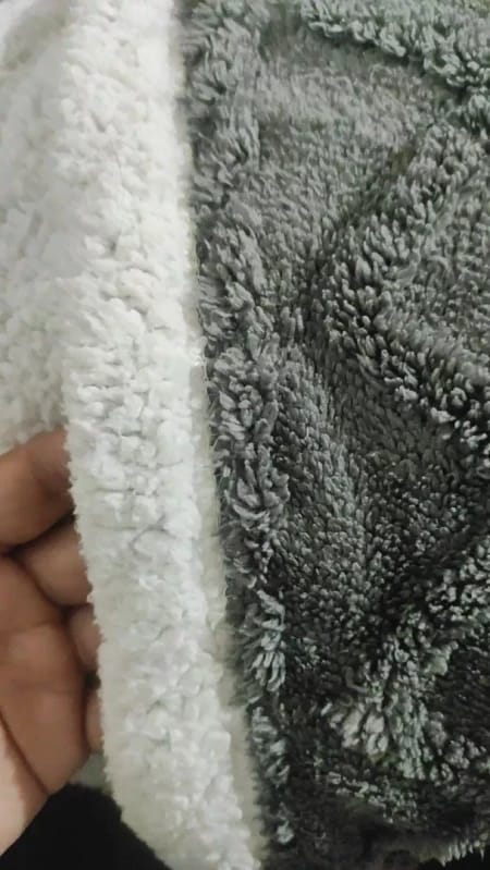 Customer photo review of Sherpa Fleece Blanket – Reversible Winter Throw