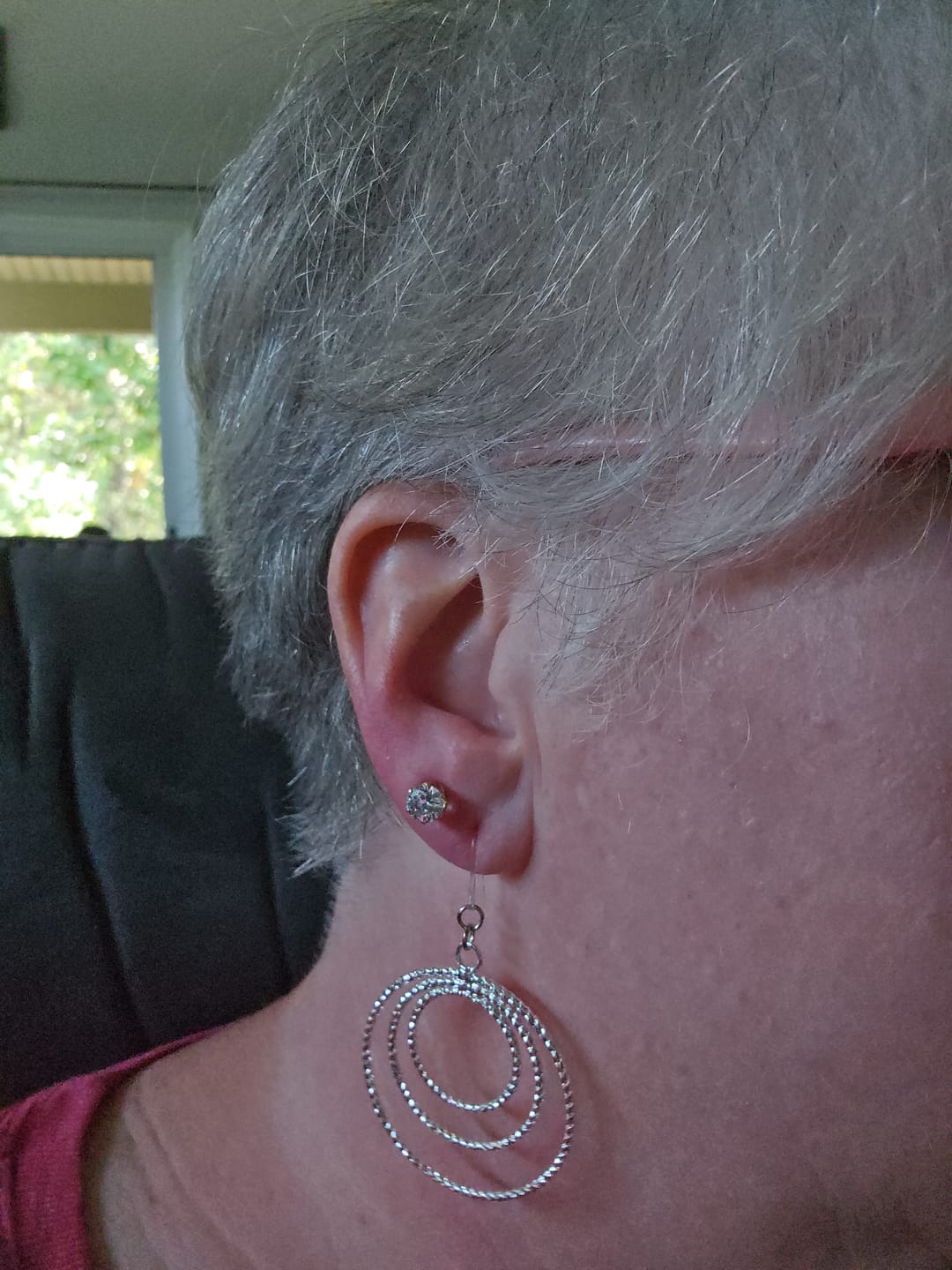 Customer photo review of Silver Stacked Hoop Dangles