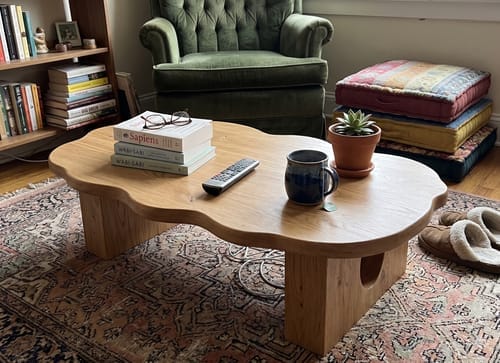 Customer photo review of Modern Solid Wood Organic Low Floor Table