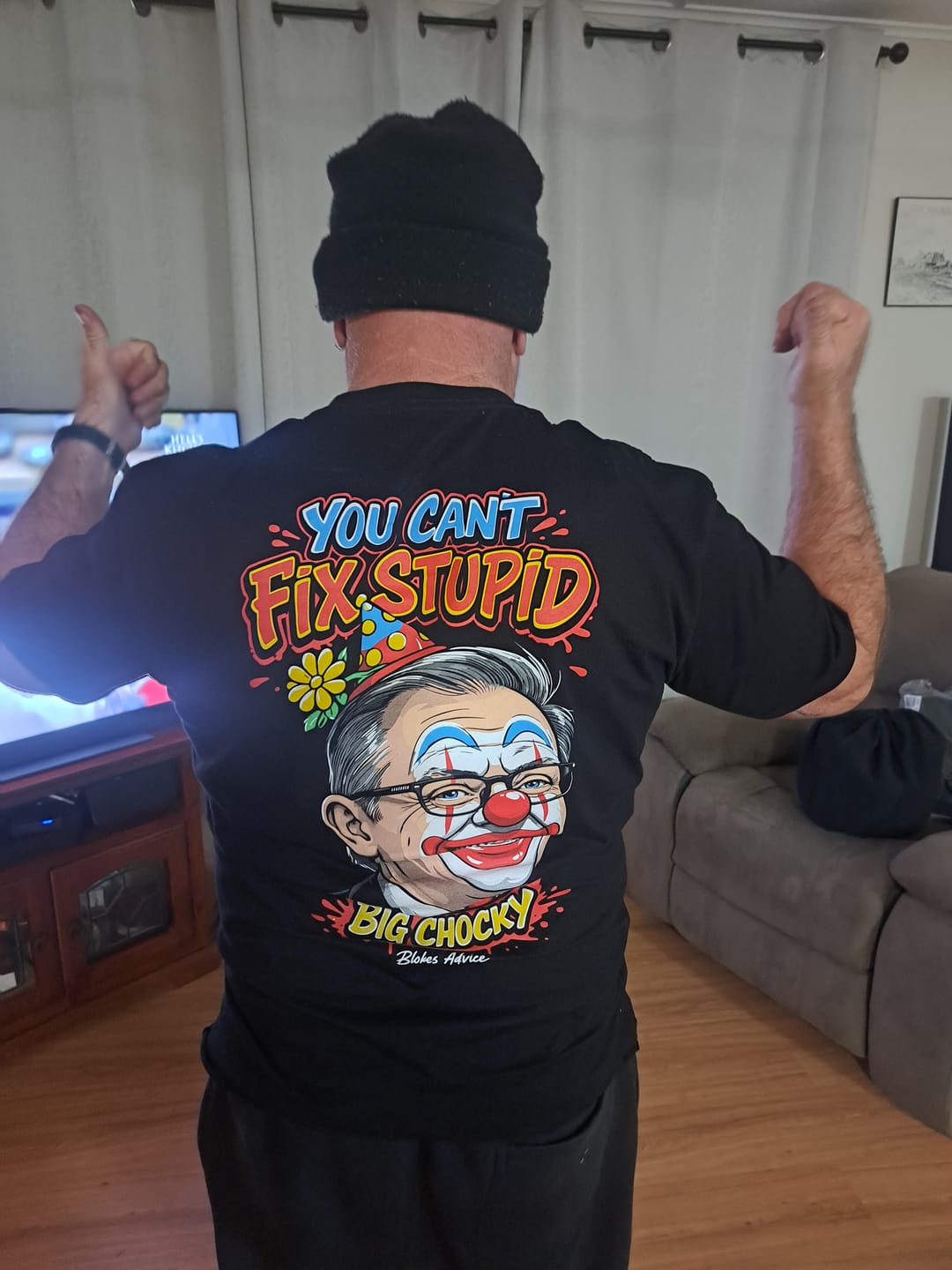 Customer photo review of Big Chocky: Clown Show Tee