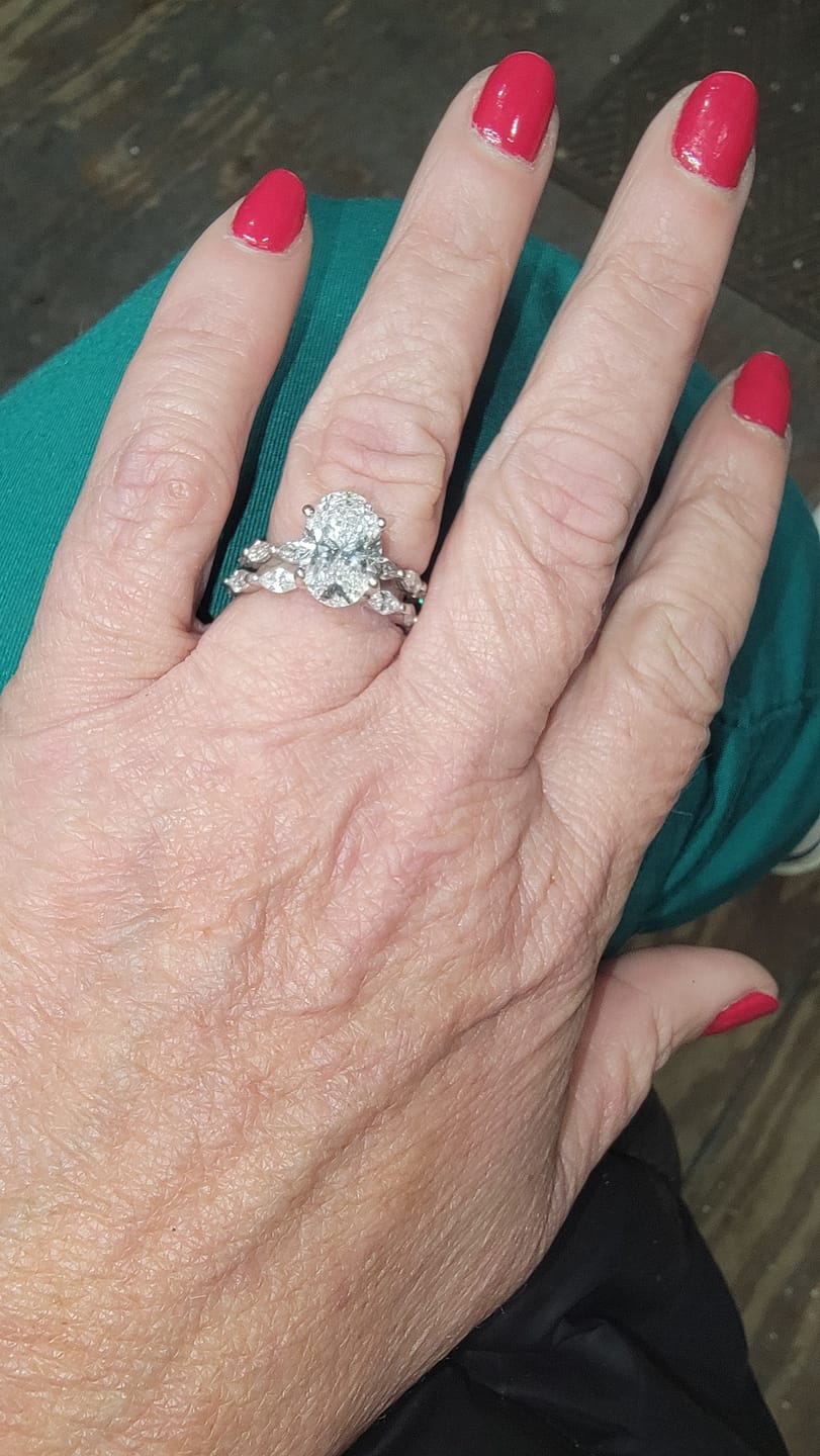Customer photo review of Louily Elegant Marquise Cut Diamond Women's Wedding Band In Sterling Silver