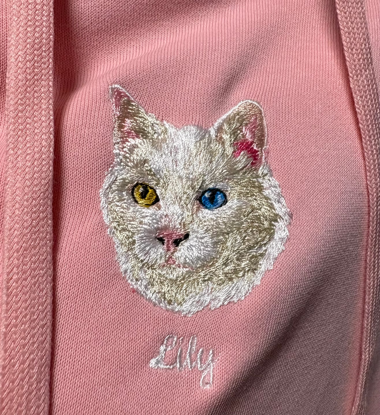 Customer photo review of Custom Full-Color Embroidered Cat Portrait Hoodie, Sweatshirt