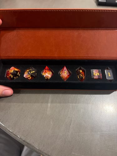 Customer photo review of Emberflare Handmade Resin DND Dice Set