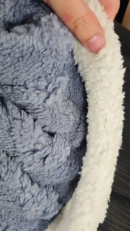 Customer photo review of Sherpa Fleece Blanket – Reversible Winter Throw