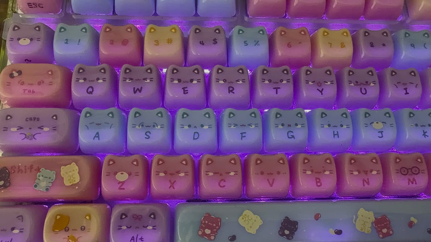 Customer photo review of KiiBOOM Meow Pudding PC Keycap Set