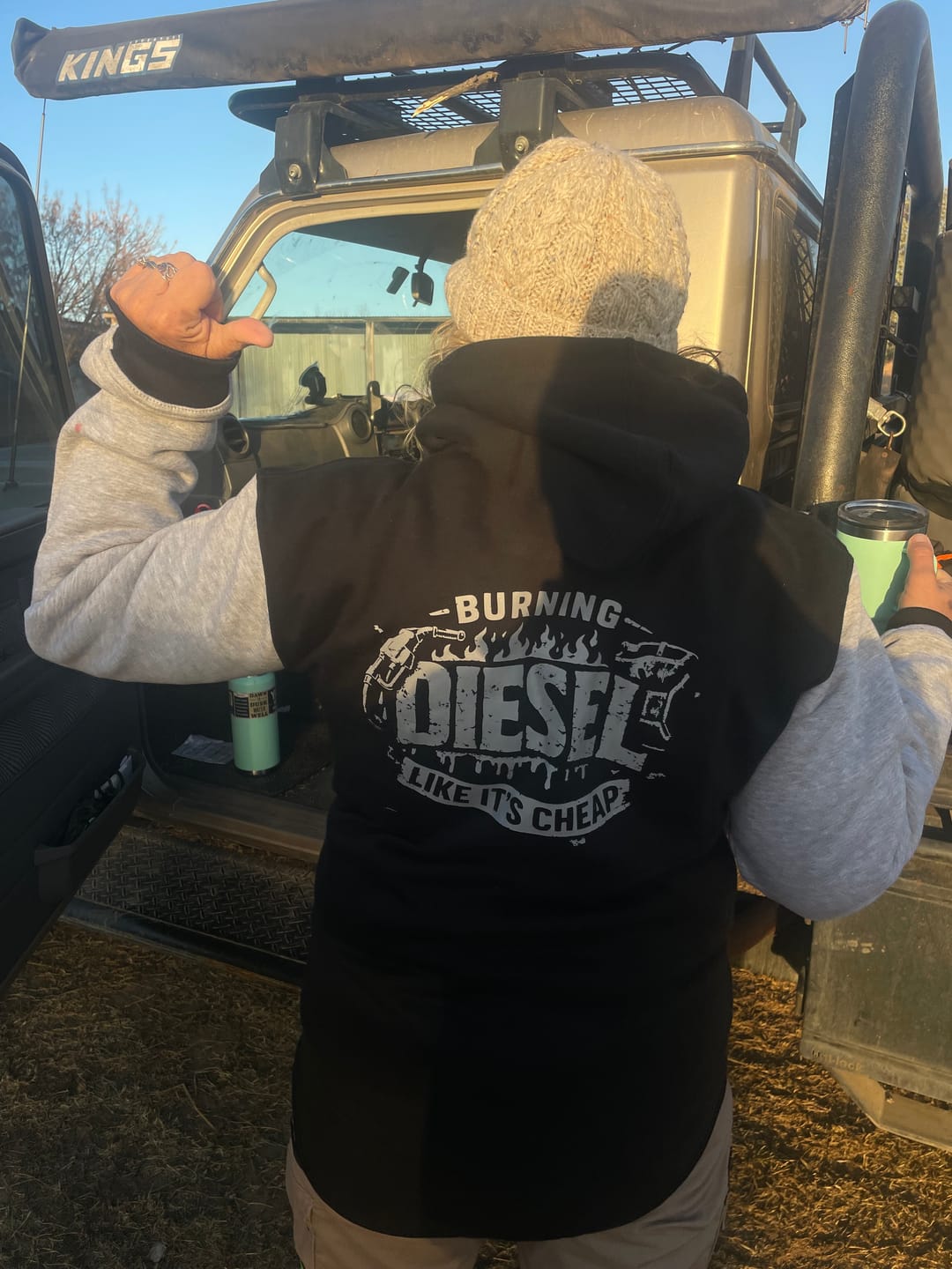 Customer photo review of Burning Diesel - Grey & Black | No Zip Long Tail Hoody