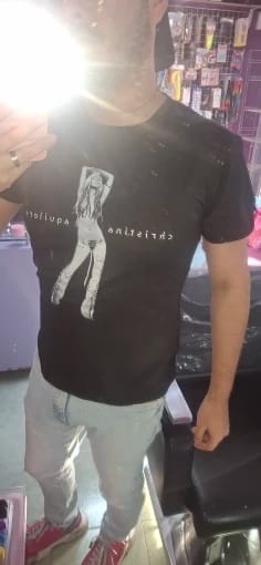 Customer photo review of The 25th Anniversary of Christina Aguilera T-Shirt Unisex Fashion Men Women 100% Cotton Tee Shirt Graphic Aesthetic Tops Clothes